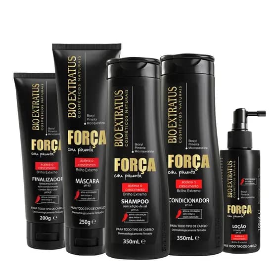 Kit Força com Pimenta Bio Extratus 5 Produtos/Kit Completo Fortalecimento e Crescimento