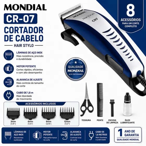 Máquina De Cortar Cabelos Hair Stylo Cr-07 Mondial 127v e 220v