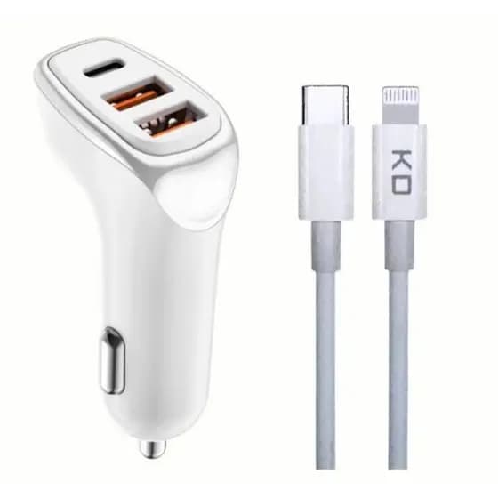 Carregador Veicular Turbo Com Cabo Usb Para Lightning