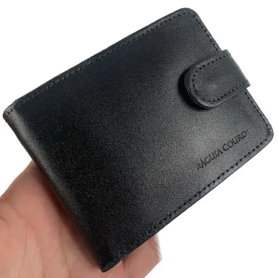 Carteira Masculina em Couro Legitimo com Fecho e porta moedas