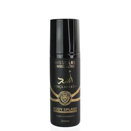 Body Splash Força do Leão Árabe Masculino Miss Rose Desodorante Colônia Inspirado Asaad 200ML