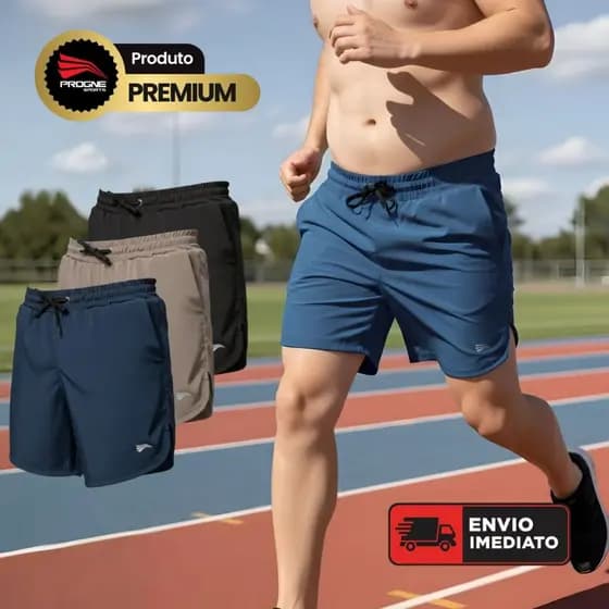 SHORTS MICROFIBRA COM BERMUDA TÉRMICA MASCULINO - ACADEMIA TREINOS CORRIDA - PROGNE SPORTS
