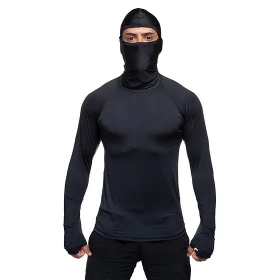 Camisa Para Motoqueiro Com Proteção Solar Uv50 Touca Ninja Dry Fit