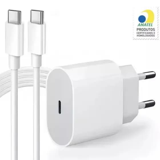KIT Carregador IPhone 15 / 15 Pro / 15 Plus / 15 Pro Max Completo IPhone USB C Tipo C 25w Fonte Turbo Tomada Cabo USB-C