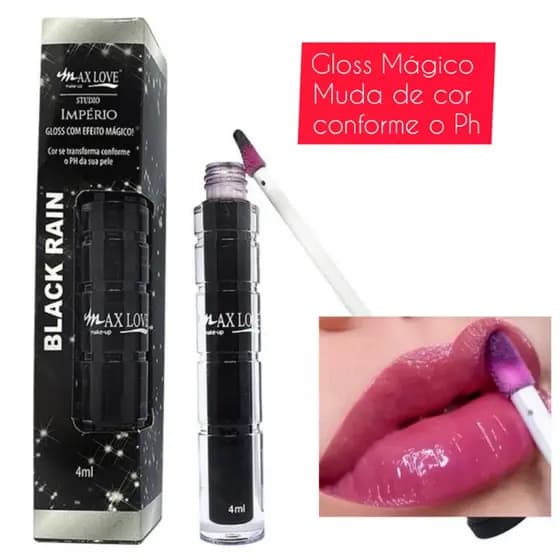 Gloss Labial Black Rain - Efeito Mágico Max Love muda de cor conforme o Ph da boca
