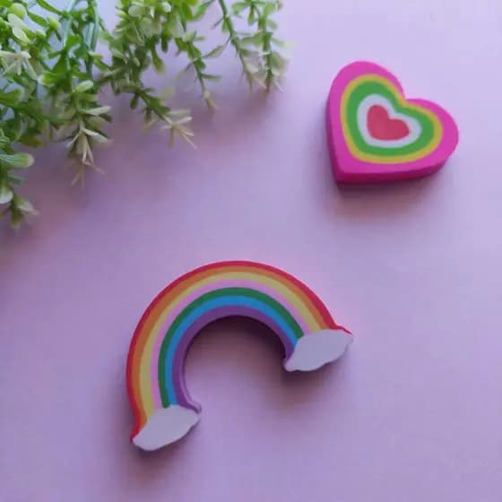 kit borracha arco iris - papelaria fofa kawaii material escolar volta as aulas