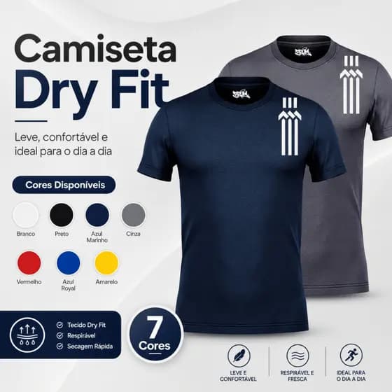 Kit 2 Camisas Dry Fit Masculino Academia Não Marca Suor Leve Confortável Para Treino e Esportes