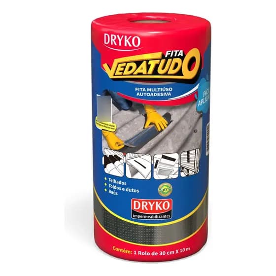 Fita Manta Adesiva 30cm X 10m Asfaltica Aluminizada Vedatudo Dryko