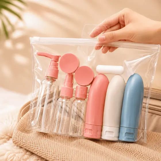 Kit Viagem 11 Peças - Frascos Para Shampoo Creme e Loção
