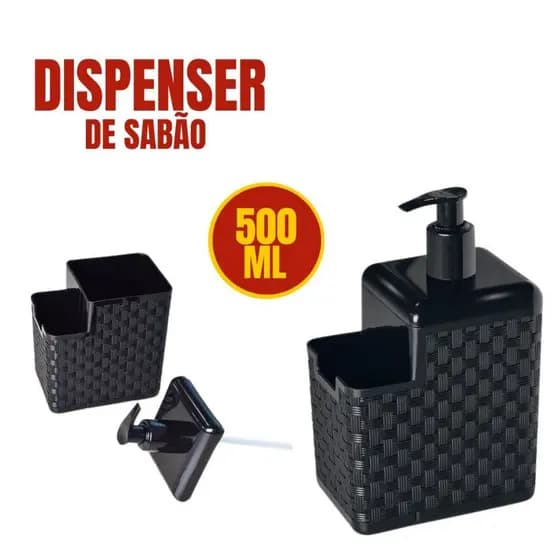 Porta Sabão E Detergente 2 em 1 Com Suporte Para Bucha Esponja Rattan Arqplast