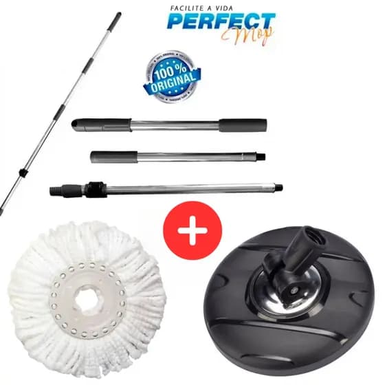 Kit Cabo do Mop Perfect Pro e Move 972375 + Base Suporte 972376 + Refil Microfibra 972231