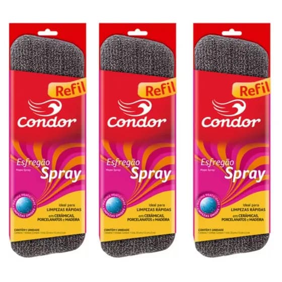 Kit 3 Refil para Mop Spray Esfregão em Microfibra Condor 1690R