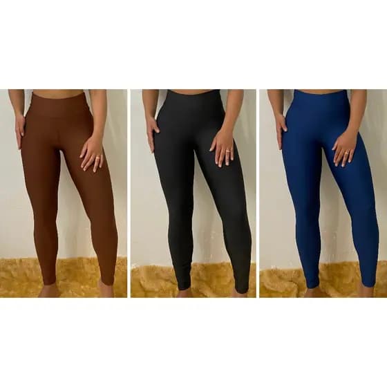 Kit 3 Calças Legging Fitness Academia Cintura Alta Suplex Alta durabilidade