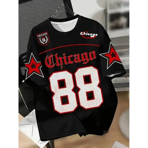 Tshirt Feminina Chicago 88 Estilosa Estampada Lançamento Camiseta 100% Algodão Camisetão Camisa Oversized Plus Size