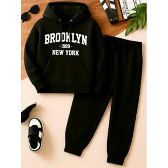 Conjunto Moletom Canguru Masculino Brooklyn 1989 Blusa De Frio + Calça Moletom Estampados Unissex Outono/Inverno