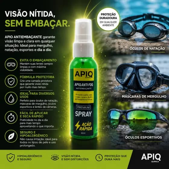 Spray Anti Embaçantes Para Óculos De Mergulho E Natação
