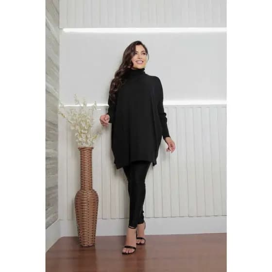 Vestido Feminina moda Tricot Gola de frio tedencia da Max Moda monga longo