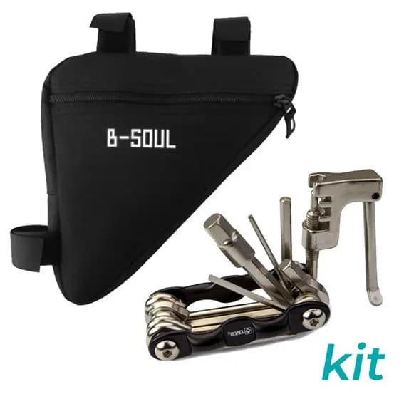 Kit Bolsa para Quadro Bike Case Triangular + Chave Multiuso Com Extrator Bicicleta