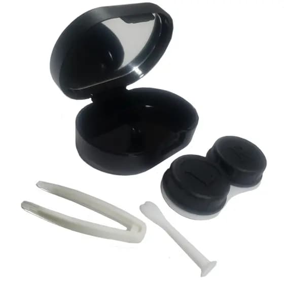 Estojo Suporte Porta Lentes De Contato Com Espelho Pinça e Aplicador Ventosa