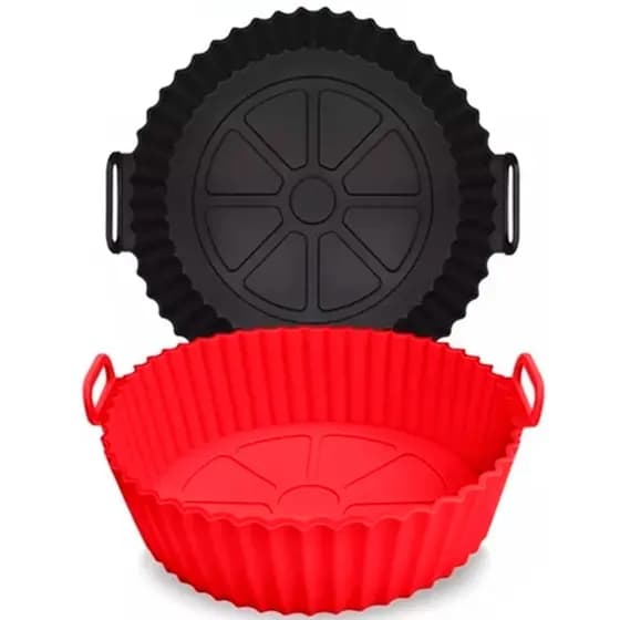 Kit 2 Forma Silicone Reutilizável Antiaderente Air Fryer