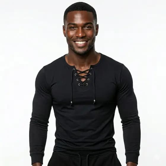 Camiseta Slim Fit Cordão Manga Longa Viscolycra Masculina