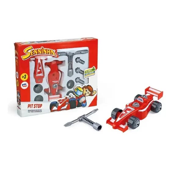 Kit Pit Stop Senninha Com Carrinho F1 De Montar 14 Peça