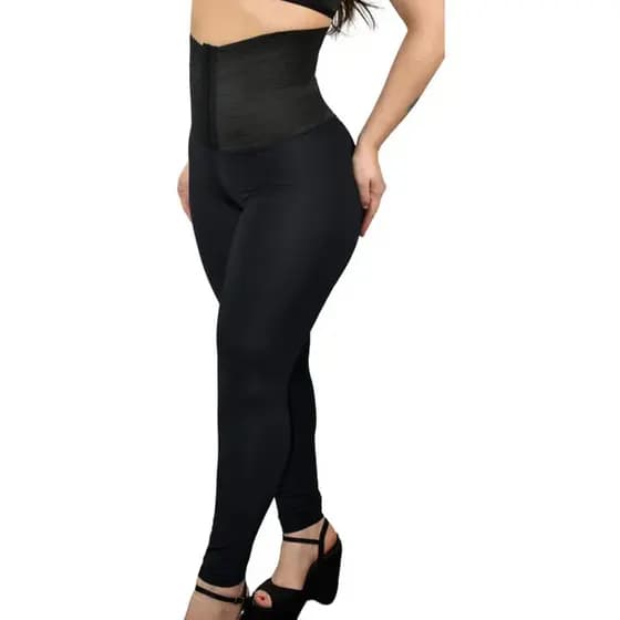 Calça Legging Cinta Modeladora Cós Alto C/ Fecho Z07