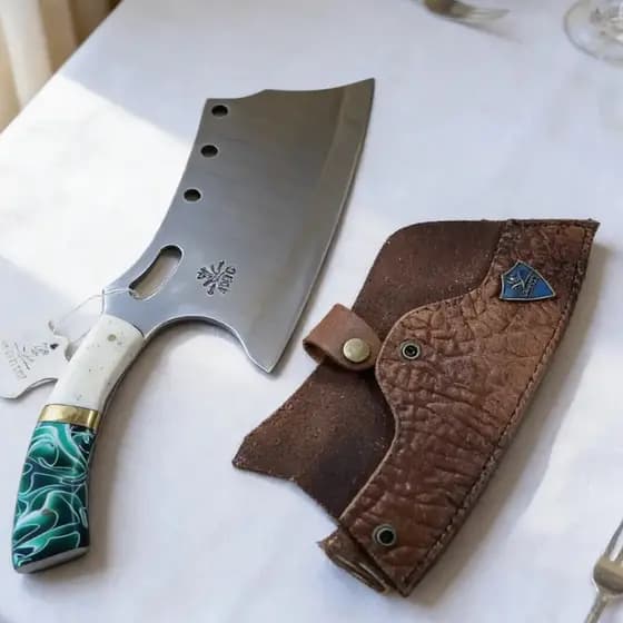 Cutelo Tradicional Aço Inox 420 Cabo Misto Bainha Couro