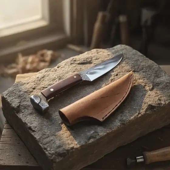 Faca Artesanal Gaúcha Prego Trilho Trem Antigo Cabo Madeira