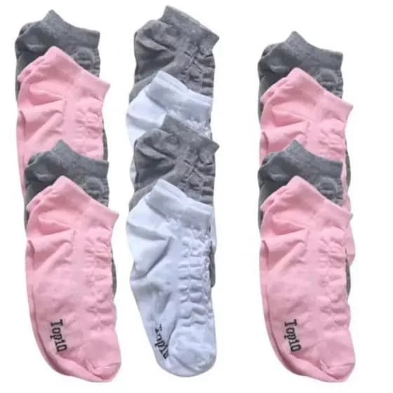 Kit com 24 Pares Meia direto da fabrica femenina é Unissex Soquete 32 ao 38 100% Algodão Cano Baixo Soquete Invisível