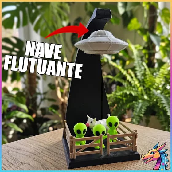 Nave Alienígena Flutuante Magnética com 3 aliens + Vaquinha UFO