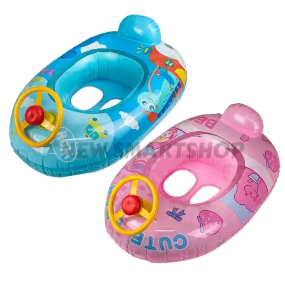 Boia para Bebê Carrinho Bote Inflável Infantil com Volante Para Criança Praia Piscina Lazer Verão