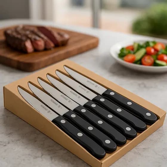 Conjunto De Facas Inox 6 Peças Antiaderente Com Cabo Reforçado Churrasco Cozinha