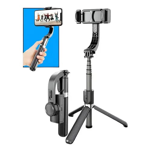 Estabilizador Gimbal Para Celular Com Controle R-15/l-08 Tripé Integrado, Rotação 360°, Anti-tremor