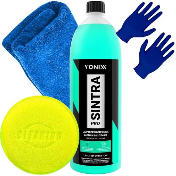 Kit Sintra Pro Vonixx Poderoso Limpador Automotivo 1,5L Toalha Aplicador e Luva