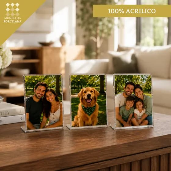 Kit Mini Porta Retrato 10x7 Display Acrilico Foto Decoração Porta Fotos Familia Momentos