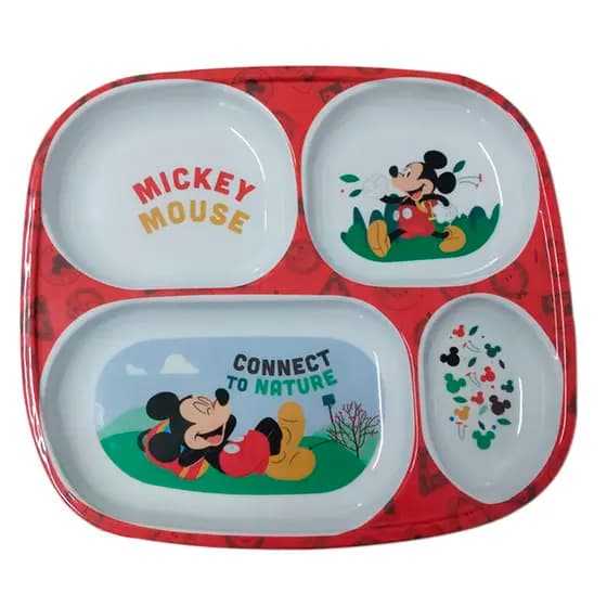 Prato Divisória Infantil Disney Mickey Meninos Melamine 24cm