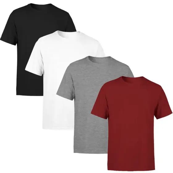 Kit 4 Camisetas Masculina Lisas Algodão 100% Confortável Academia Cores Blusa Camisa Treino