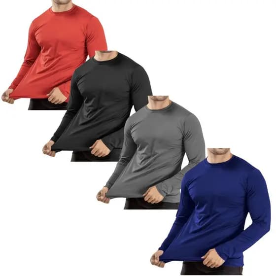 Kit 4 Camisetas Térmicas Segunda Pele Estilo Esporte Conforto Proteção Solar UV