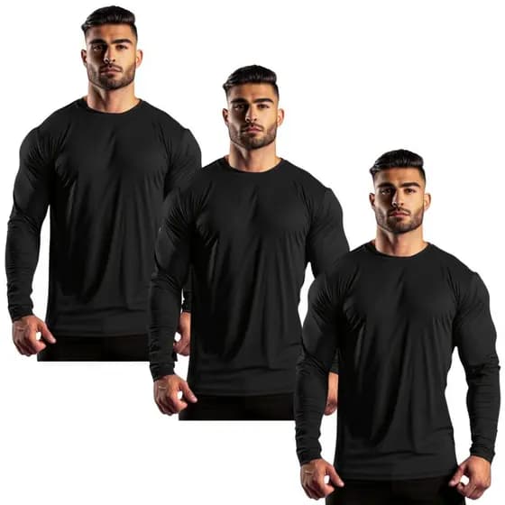 Kit 3 Camisetas Segunda Pele Manga Longa Tecnologia Dry Anti Odor Anti Suor Termica Corrida Bike EPI Blusa Camisa