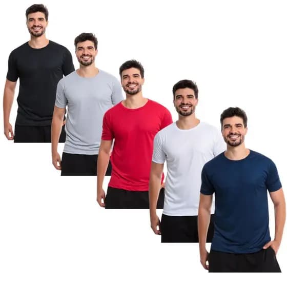 Kit 5 Camisetas Dry Fit Masculina - Casual - Treino - Academia - Esportes - Exercícios - Corrida
