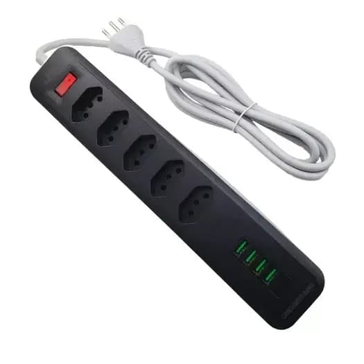 Filtro De Linha Elétrico Extensor Régua Com 5 Tomadas + 4x Saídas Usb 3.4A Cabo De 2 Metros