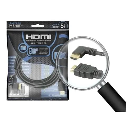 Cabo Hdmi 2.0 90º 4k 3d Ultrahd 19 Pinos Ps4 Xbox 5 Metros L