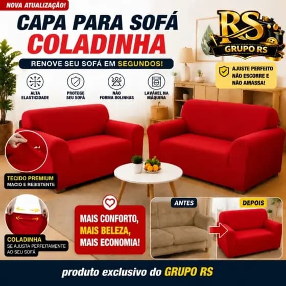 Kit Capa de Sofá 2 e 3 Lugares, Coladinha, Ligadinha Lisa Em Malha Gel Forro de Sofá 100% Poliéster