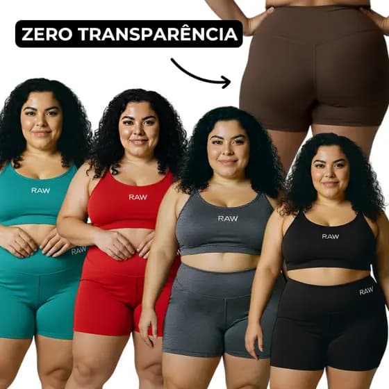 Conjunto Academia Plus Size Top e Short Fitness Zero Transparência