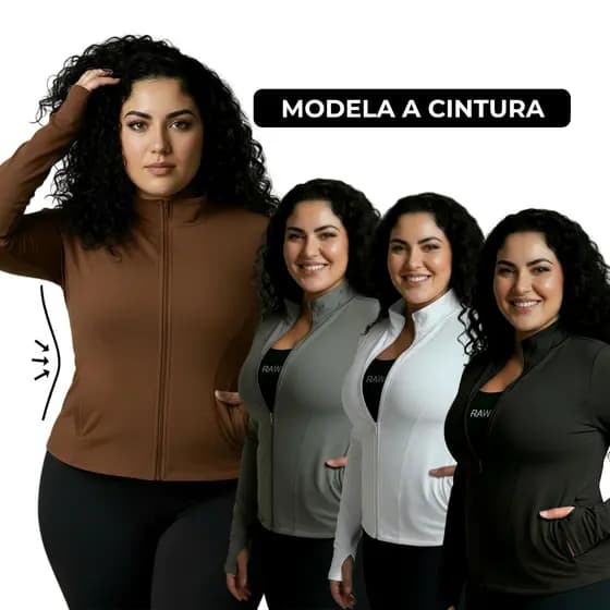 Jaqueta Fitness Plus Size Feminina Academia Zíper Manga Longa Com Dedeira