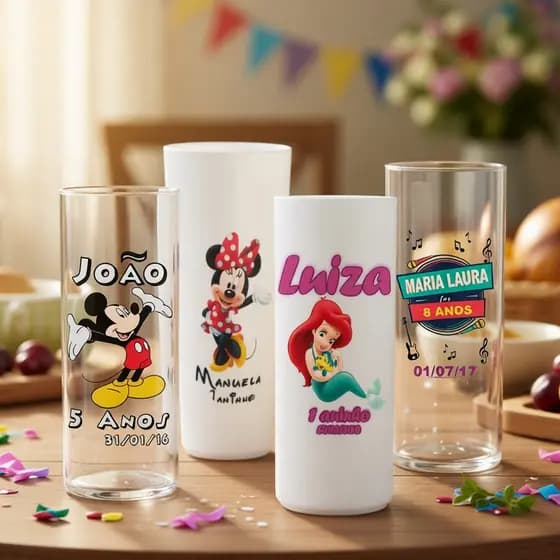 Kit Copos Long Drinks Personalizados 20 30 50 até 100 Qualquer Tema, Arte colorida na Parte Frontal
