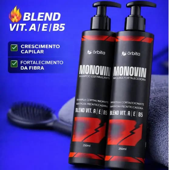 Monovin Shampoo Estimulante e Máscara Fortalecedora Cresce Cabelo Orbita