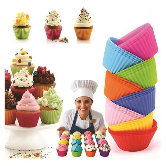 Forminhas de Silicone para Cupcake e Muffin - MULTICORES, Versátil e Fácil de Limpar