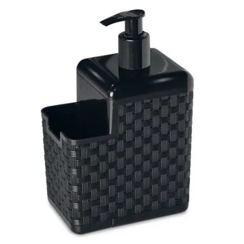Porta Detergente Dispenser E esponja Com Bico Dosador Rattan Preto Cozinha